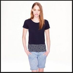J. Crew Vintage Cotton Silk Back Block Print Tee S